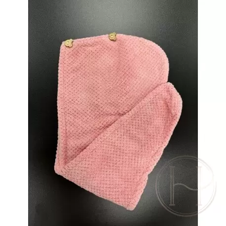Turban do włosów - ręcznik różowy z mikrofibry