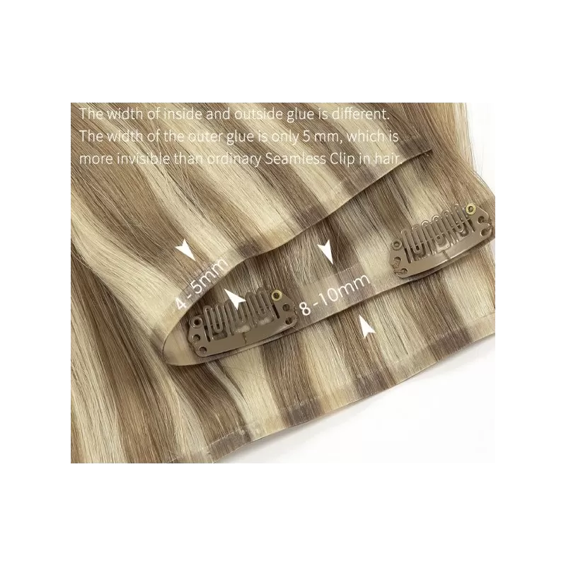 Natural Hair 40cm SEAMLESS Clip-in Set 60 Platinum Blonde