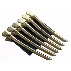 Hairdressing Clips Set - 6pcs - Gold