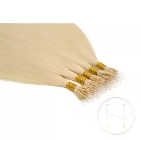60 platynowy blond 50cm GoldLine MIKRORINGI 20szt. REMY