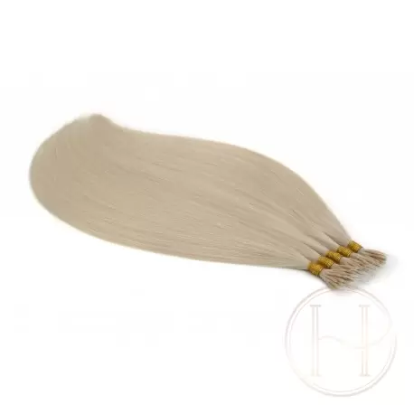 60a popielaty blond 50cm GoldLine MIKRORINGI 20szt. REMY