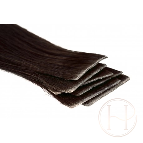 1b bardzo ciemny brąz Włosy na taśmie silikonwej 50cm skin weft TAPE ON