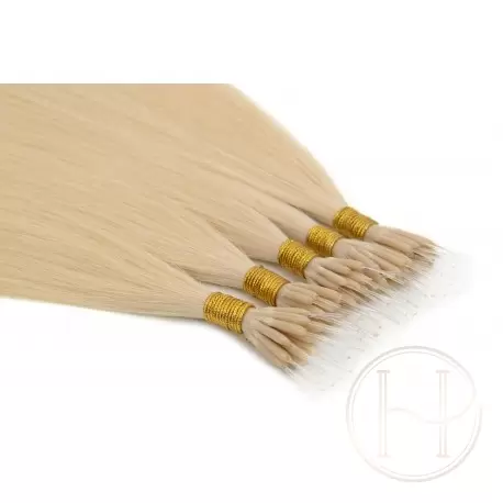 613 najjaśniejszy blond 50cm GoldLine MIKRORINGI 20szt. REMY